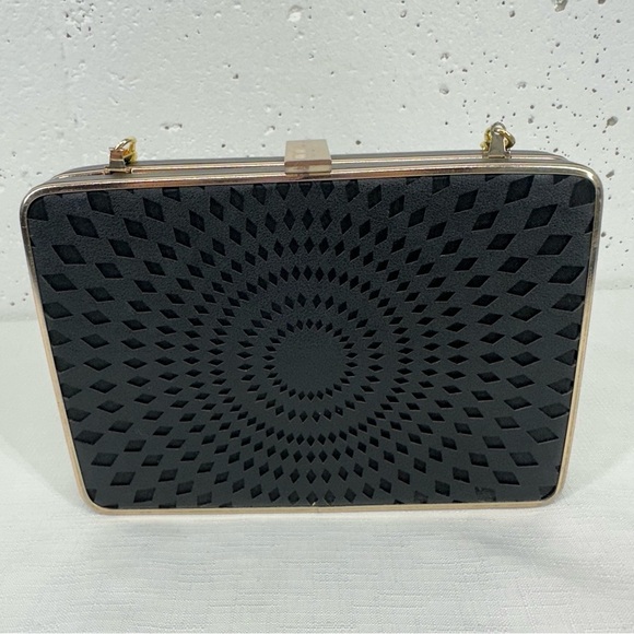 CARA New York Black Gold Trim Hard Case Clutch or Crossbody - Picture 4 of 16